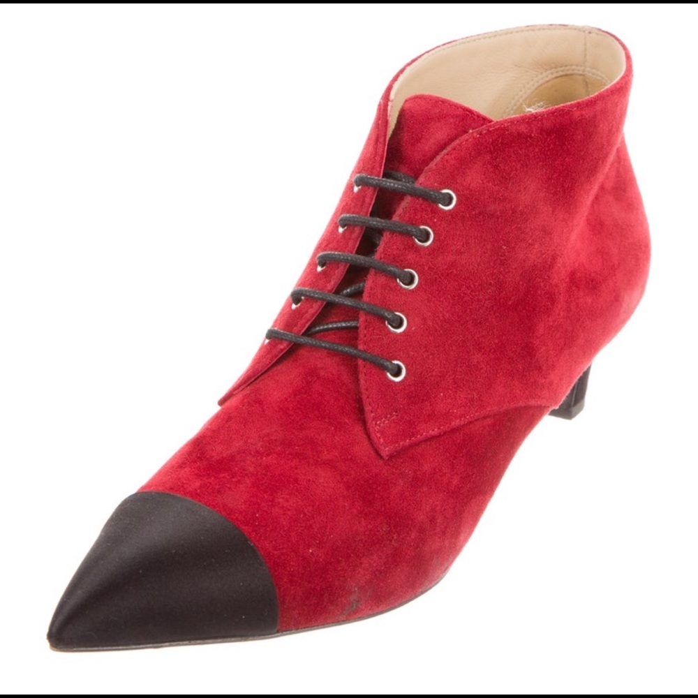 COCO CHANEL boots red suede and black details size 38